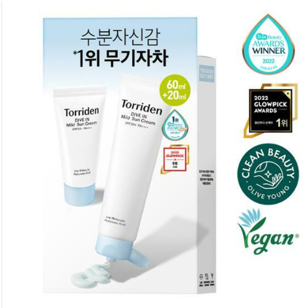 Kem chống nắng Torriden DIVE IN Mild Suncream 60ml SPF 50+ PA++ khoáng chất dịu nhẹ giúp nâng tông da tự nhiên