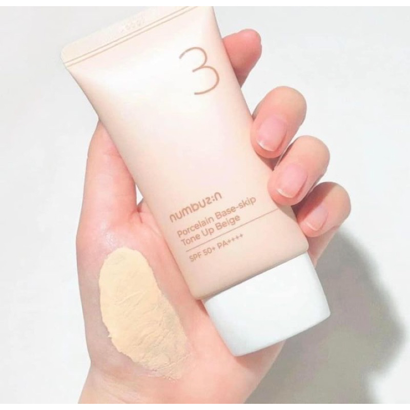 Kem Chống Nắng Nâng Tone Numbuzin No.3 Porcelain Base-skip Tone Up Beige 50ml