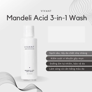   HÀNG CTY  Sữa rửa mặt chống oxy hóa tẩy tế bào chết Vivant Skincare Mandelic Acid 3-In-1 Wash 118.3ML 