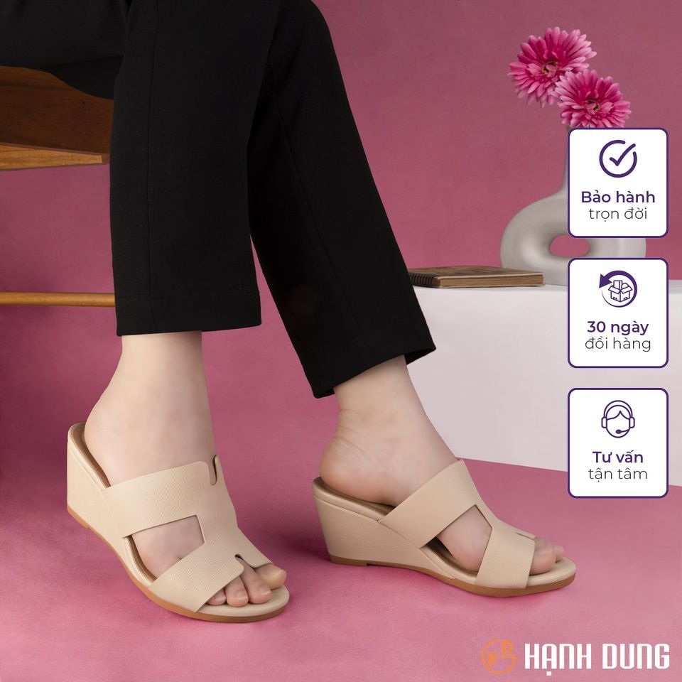 Dép Xuồng Hạnh Dung HD02142AB ( Màu Đen - Kem - Nâu )