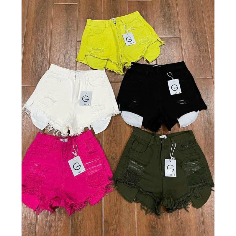 Quần shorts đùi jeans rách đùi tua rua lòi túi (7 màu)