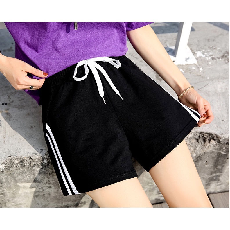 Quần đùi nữ chạy viền 2 bên hông thun cotton mềm mịn co giản 38kg-60kg