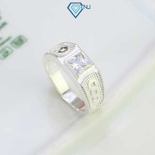 Nhẫn bạc nam mặt đá vuông, hoạ tiết kim tiền hút tài lộc đeo ngón út NNA0444 - Trang Sức TNJ