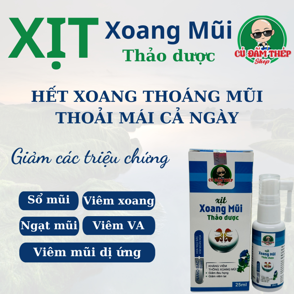 Xịt Xoang Mũi Thảo Dược Cú Đấm Thép Shop 25Ml,Hết Viêm Xoang Khoang Mũi Thông Thoáng Sạch Mũi Tức Thì