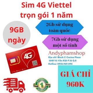Sim 4G Viettel trọn gói 1 năm 12SD125Z 270GB/tháng (tương đương 9GB/ngày)