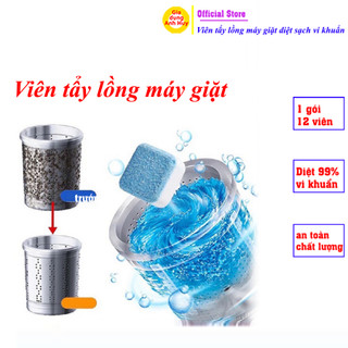 Tẩy lồng máy giặt viên vệ sinh lồng máy giặt diệt khuẩn 99% 1 hộp / 12 viên - GDAH