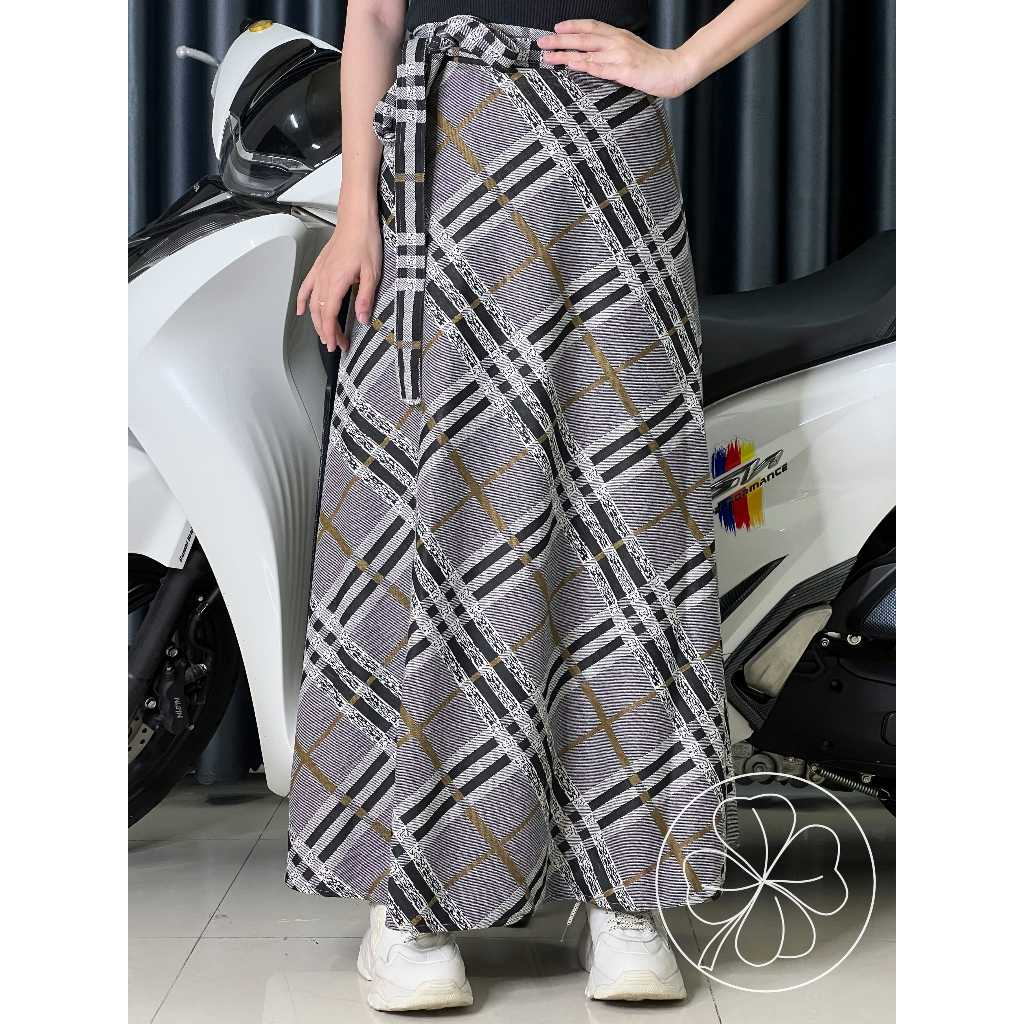 Váy chống nắng cột dây vải dày xòe rộng gợn sóng free size