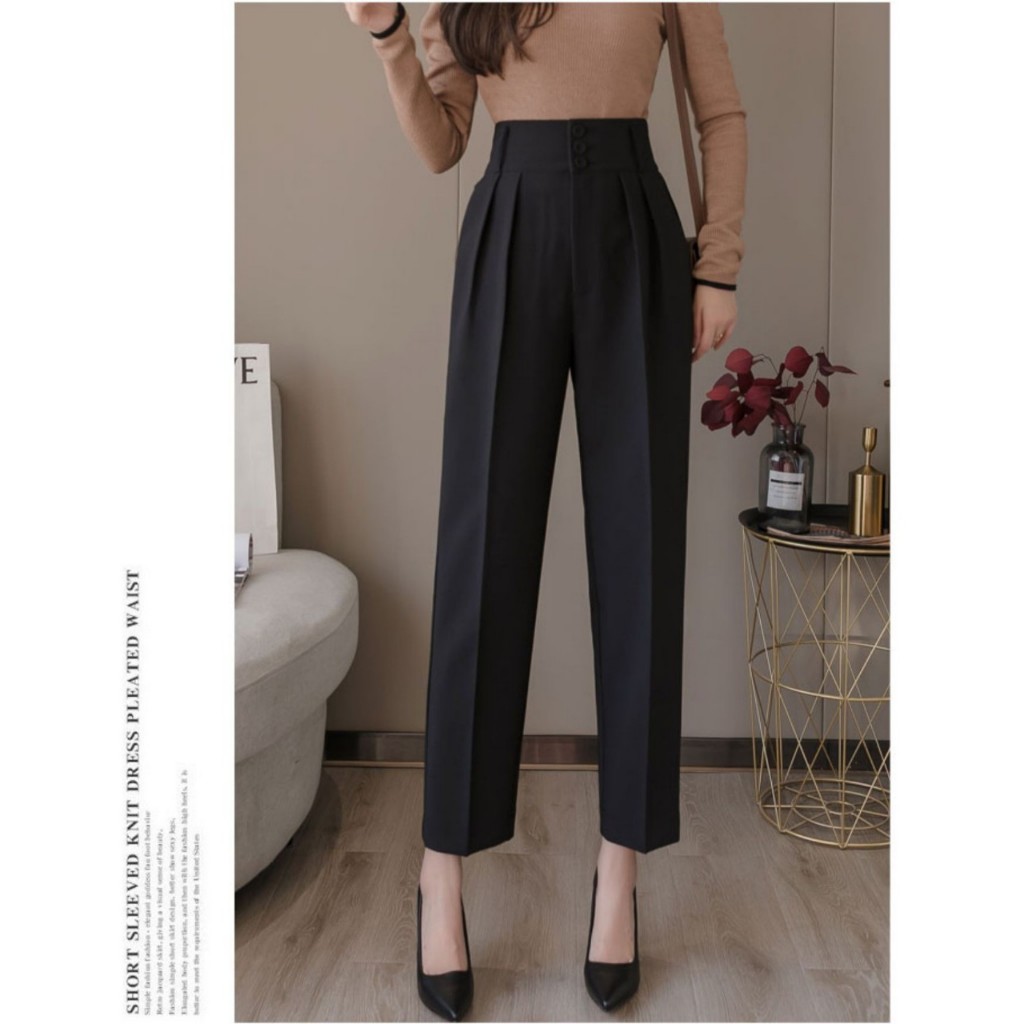 📞FREESHIP💥 Quần Baggy 3 Cúc Cạp Cao 7 Phân Chất Tuyết Mưa Dày Dặn Thoáng Khí Co Giãn Nhẹ Không Nhăn Không Phai Màu