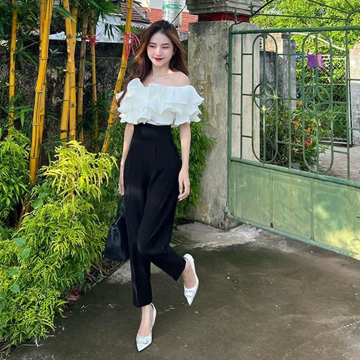 Quần Dài Nữ Cạp V Cao 6 Phân Túi 2 Bên Tiện Lợi, Quần Baggy Vải Tuyết Mưa Dày Mịn Co Giãn Nhẹ , Không Nhăn H05