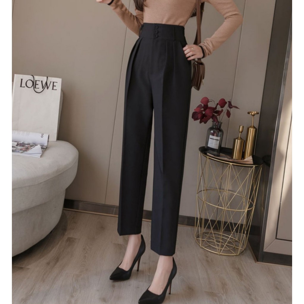 📞FREESHIP💥 Quần Baggy 3 Cúc Cạp Cao 7 Phân Chất Tuyết Mưa Dày Dặn Thoáng Khí Co Giãn Nhẹ Không Nhăn Không Phai Màu