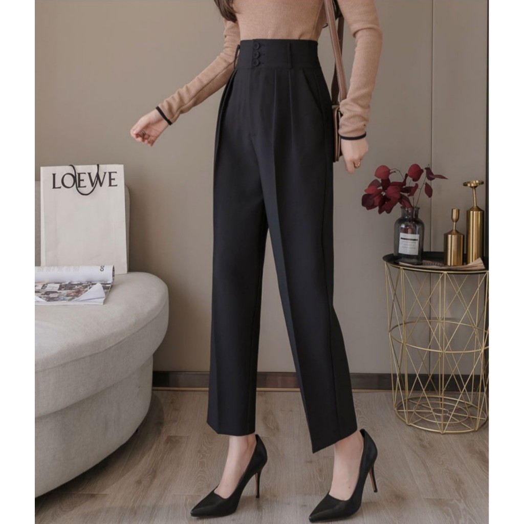 📞FREESHIP💥 Quần Baggy 3 Cúc Cạp Cao 7 Phân Chất Tuyết Mưa Dày Dặn Thoáng Khí Co Giãn Nhẹ Không Nhăn Không Phai Màu