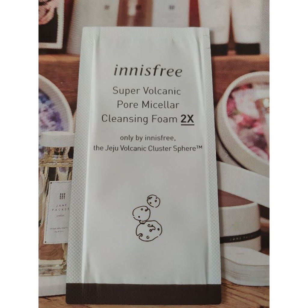 Sữa rửa mặt Innisfree Super Volcanic Pore Micellar Cleansing Foam 2X gói 3g- Sample