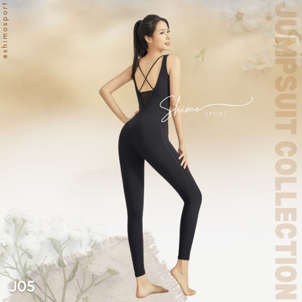 Jumpsuit nữ J05 hàng Quảng Châu cao cấp MÀU ĐỎ GẠCH 2023 vải co giãn 4 chiều, chuyên tập Gym Yoga