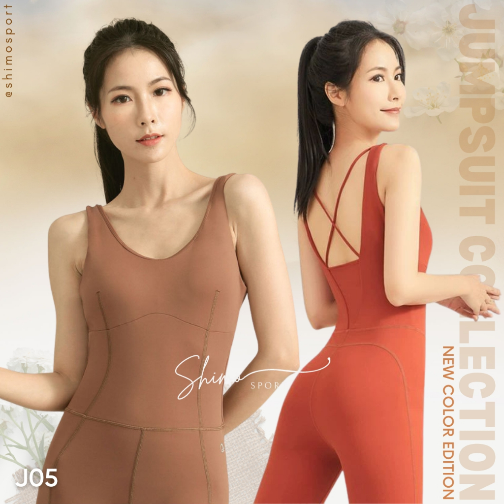 Jumpsuit nữ J05 hàng Quảng Châu cao cấp màu ĐỎ NÂU 2023 vải co giãn 4 chiều, chuyên tập Gym Yoga