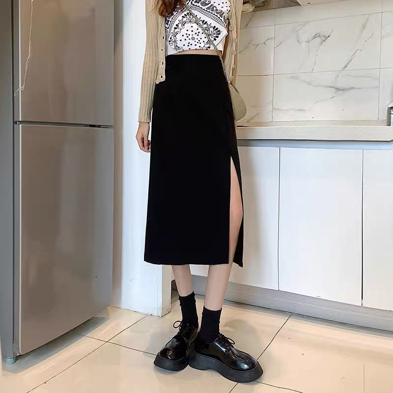 Chân Váy Công Sở Chất Tuyết Mưa Cao Cấp Dày Dặn Không Nhăn, Không Phai Màu, Chân Váy Ulzzang Xẻ Tà Siêu Hot Siêu Xinh