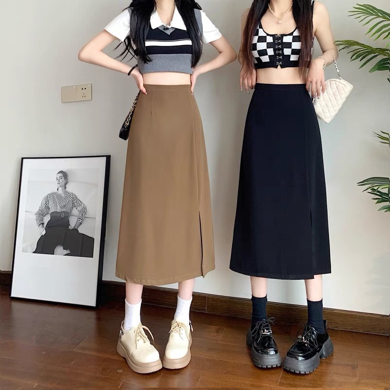 Chân Váy Công Sở Chất Tuyết Mưa Cao Cấp Dày Dặn Không Nhăn, Không Phai Màu, Chân Váy Ulzzang Xẻ Tà Siêu Hot Siêu Xinh