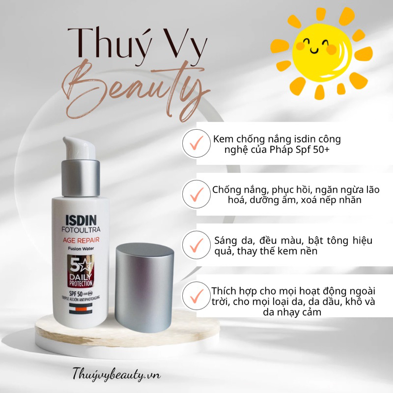 Kem chống nắng Isdin Fotoultra age repair fusion water Spf50 50ml