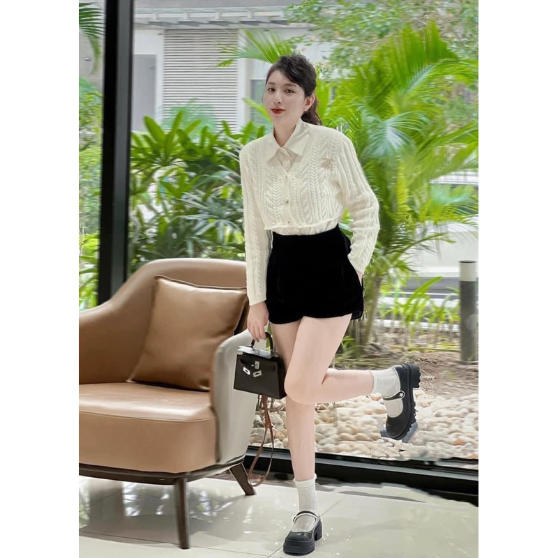 Bigsize - Quần Short Nhung Lì Cạp Cao