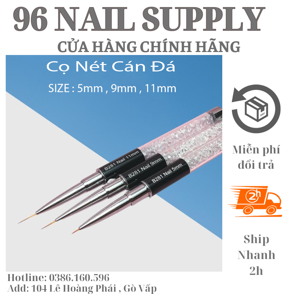 Cọ Vẽ Nét - Cọ Râu vẽ Nét Cán Đá 3 size 5mm 9mm 11mm