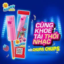 Chupa chups kẹo mút cây còi thổi hương dâu melody pops.15gr