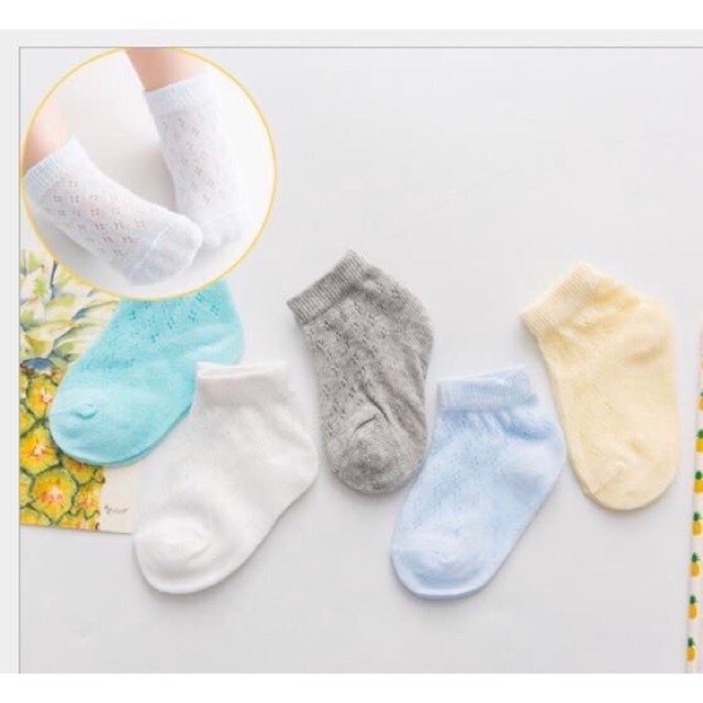 Set 5 đôi tất lưới sơ sinh cho bé đi bốn mùa từ 0 - 12 tháng
