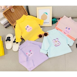 Áo giữ nhiệt cổ cao 3 phân cho bé gái, áo thu đông chất len tăm cho bé gái từ 7-19kg