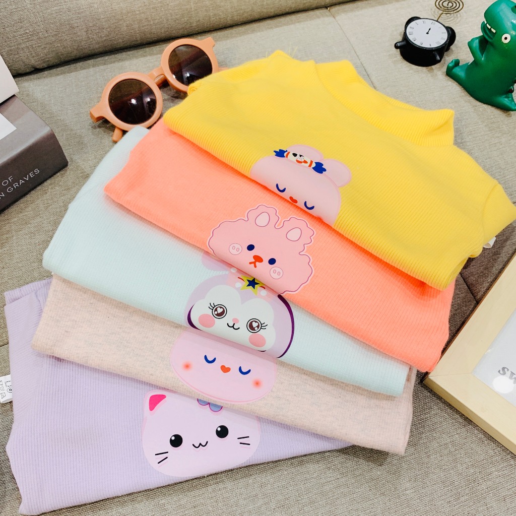 Áo giữ nhiệt cổ cao 3 phân cho bé gái, áo thu đông chất len tăm cho bé gái từ 7-19kg