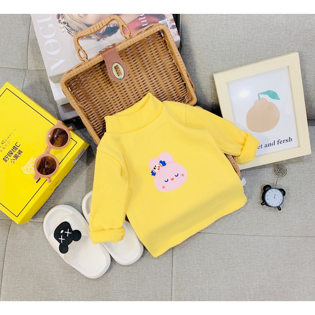 Áo giữ nhiệt cổ cao 3 phân cho bé gái, áo thu đông chất len tăm cho bé gái từ 7-19kg