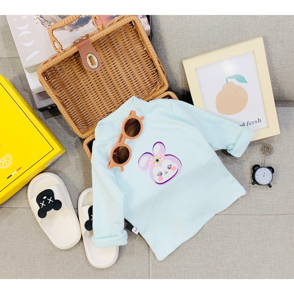 Áo giữ nhiệt cổ cao 3 phân cho bé gái, áo thu đông chất len tăm cho bé gái từ 7-19kg