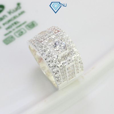 Nhẫn bạc nam đính đá cao cấp, sang trọng đeo ngón giữa NNA0445 - Trang Sức TNJ