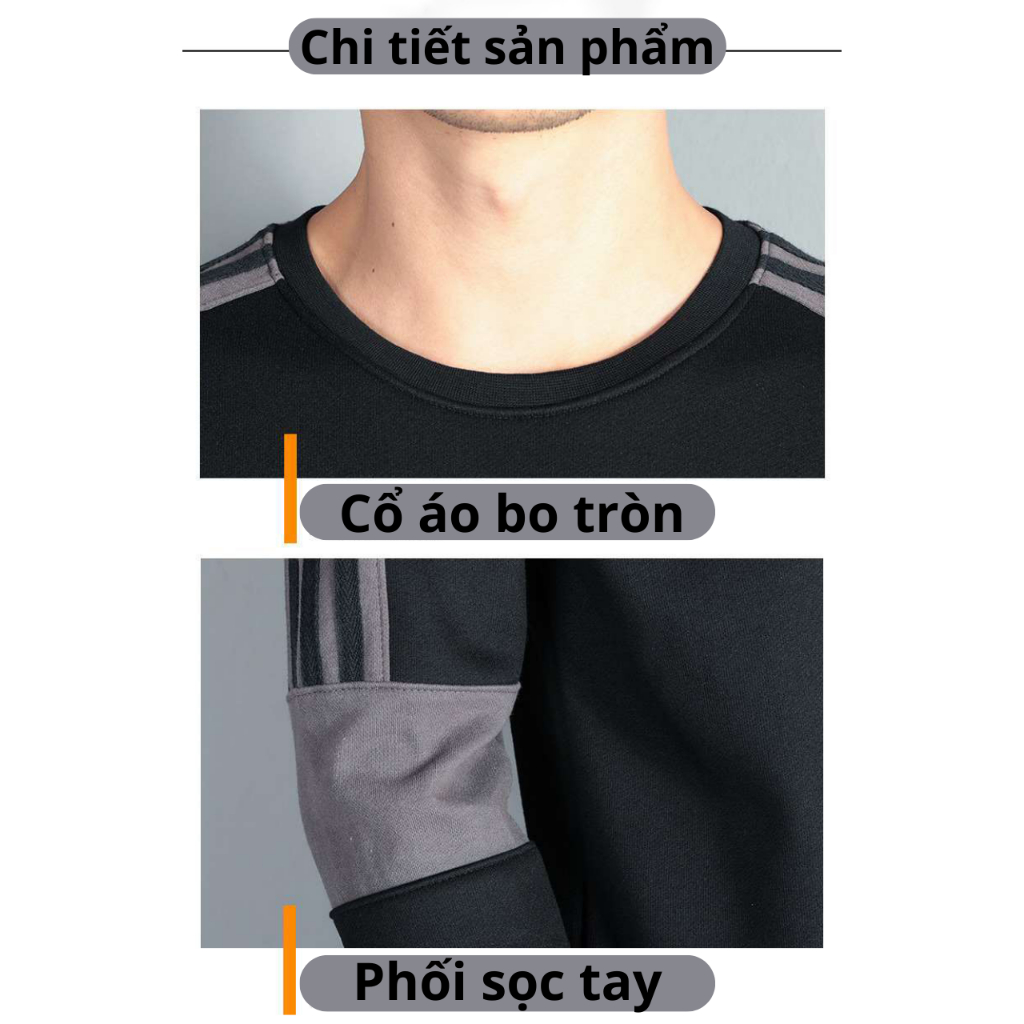 Bộ thể thao nam dài tay chất Poly 2 da dày dặn mặc nhà chơi thể thao THE1975 Logo thêu