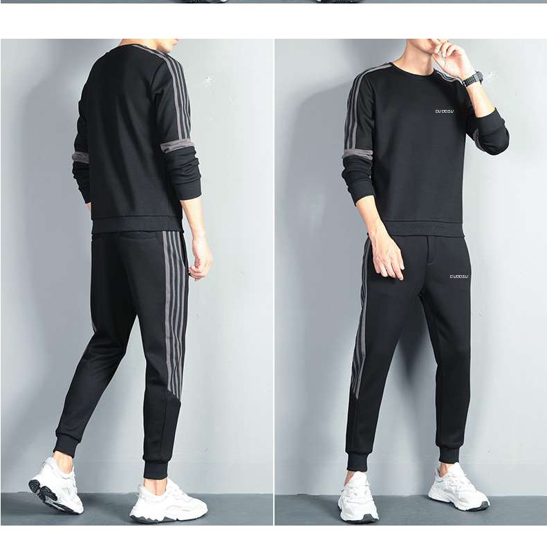 Bộ thể thao nam dài tay chất Poly 2 da dày dặn mặc nhà chơi thể thao THE1975 Logo thêu