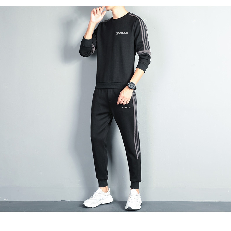 Bộ thể thao nam dài tay chất Poly 2 da dày dặn mặc nhà chơi thể thao THE1975 Logo thêu