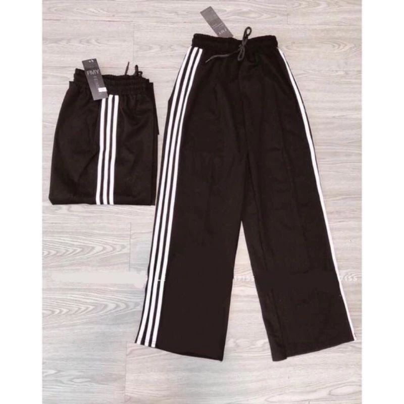 Quần thể thao nam nữ 3 sọc dáng xuông chất umi hàn loại 1