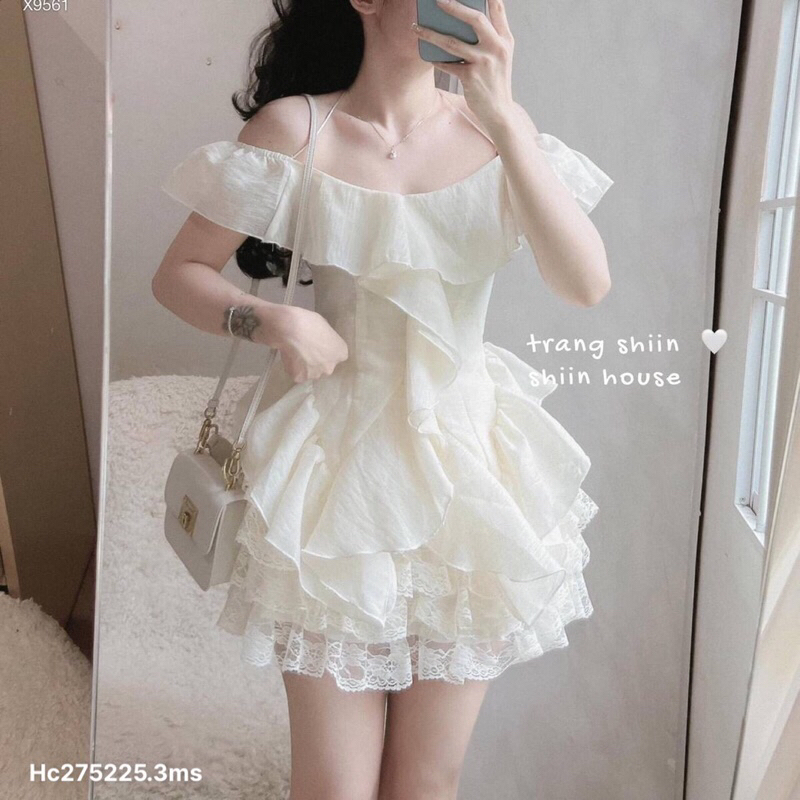 Hc15-SET 2S NUDE RỚT VAI BÈO  + CHÂN VÁY TẦNG