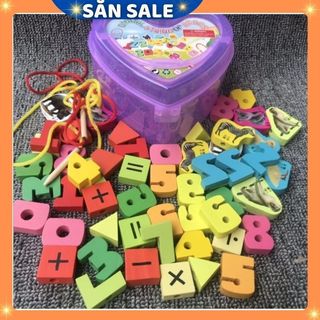 Đồ chơi xâu chữ số 0-10 pha trộn hình con vật , hoa quả