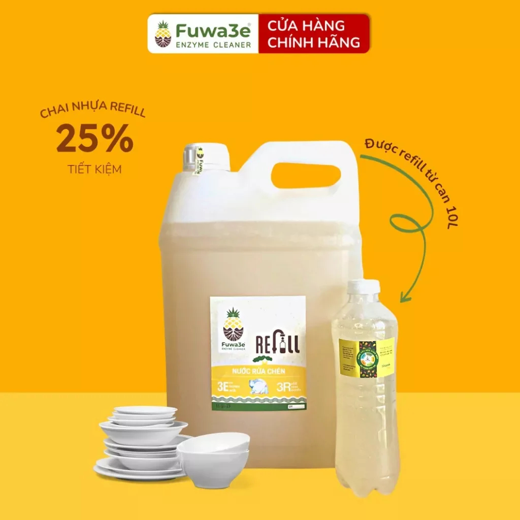 Fuwa3e - Refil nước rửa chén, nước giặt, nước tẩy bồn cầu