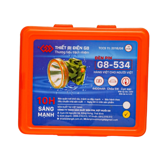 Đèn pin đội đầu chống nước, 10h sáng mạnh G8-534, ánh sáng vàng Nhựa chất lượng cao