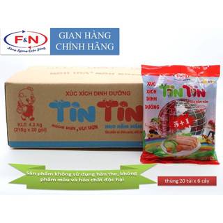 Xúc xích heo tin tin hầm nấm thùng 35g x 6 cây x 20 túi