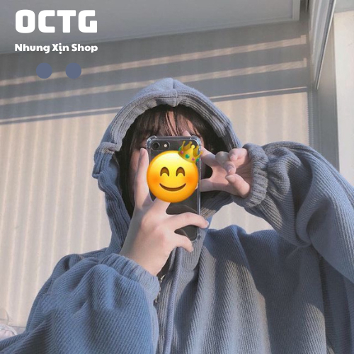 Áo khoác Hoodiezip chống nắng bo chun siêu dễ thương dày dặn