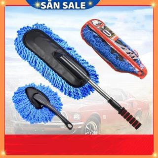 Chổi Lau Rửa Vệ Sinh Ô Tô Có Điều Chỉnh Tặng Kèm 01 Chổi Ngắn (Xanh)