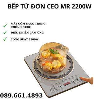 Bếp từ đơn CeoMr, bếp từ công suất 2200W ,đun siêu nhanh mặt gốm chống nước 4D 8 chế độ nấu hẹn giờ tự động