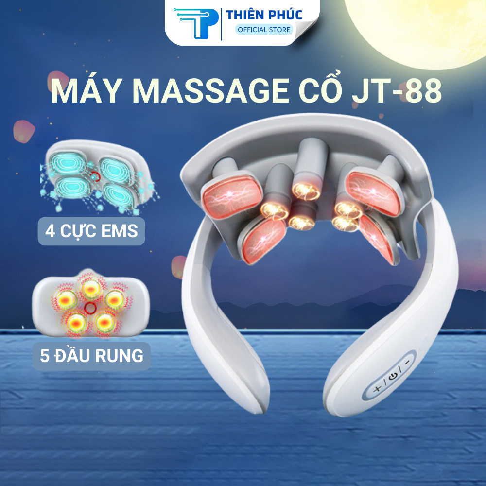 Máy Massage Cổ Vai Gáy, Mát Xa 5 Đầu Rung Cùng 4 Điểm Xung Điện EMS Thiên Phúc Tâm JT88 Trị Liệu Nhức Mỏi Chuyên Sâu