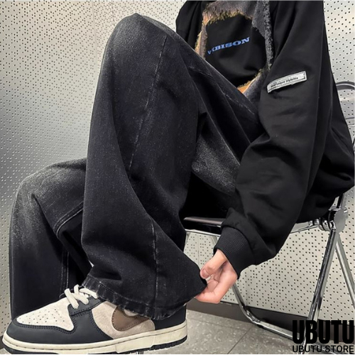 Quần Jean Ống Rộng Nam Nữ Unisex Wash Black Grey Hàng Cao Cấp - UBTQ01 - UBUTU STORE