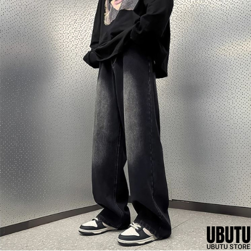 Quần Jean Ống Rộng Nam Nữ Unisex Wash Black Grey Hàng Cao Cấp - UBTQ01 - UBUTU STORE