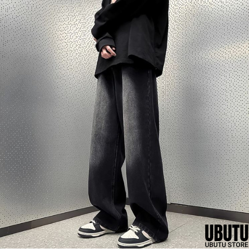 Quần Jean Ống Rộng Nam Nữ Unisex Wash Black Grey Hàng Cao Cấp - UBTQ01 - UBUTU STORE