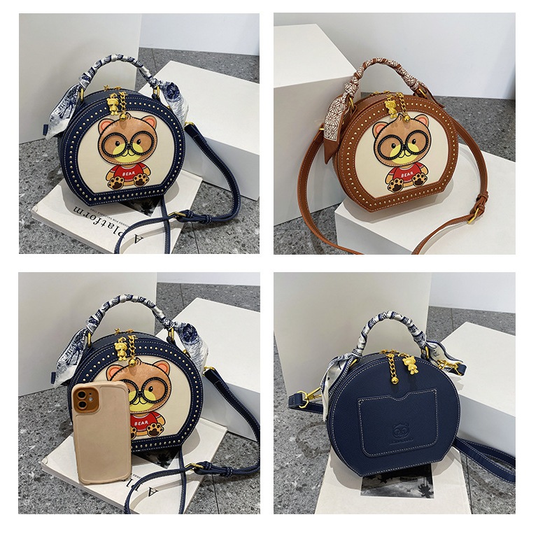 XUMI  Túi quai xách nữ đeo chéo cốp tròn gấu BeiBaoBao S6883