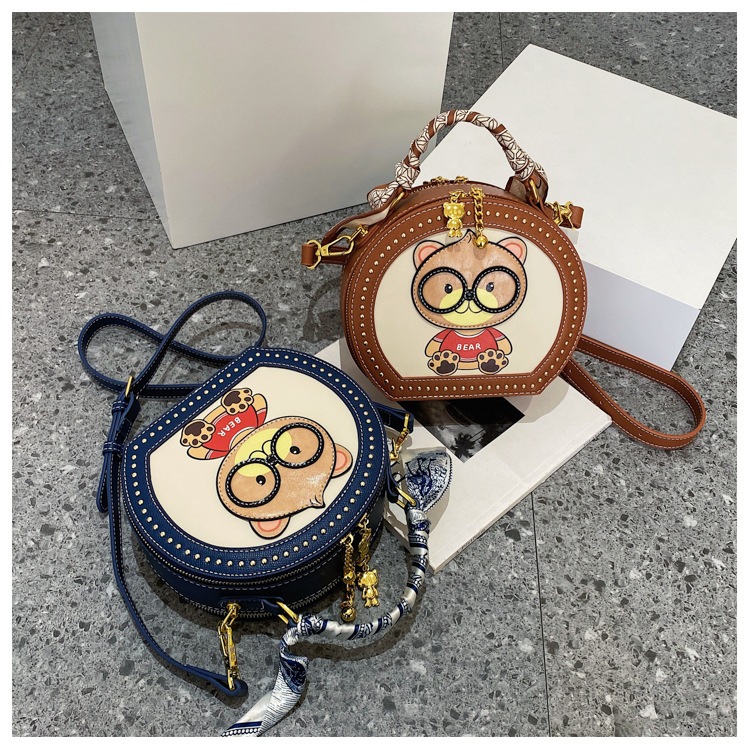 XUMI  Túi quai xách nữ đeo chéo cốp tròn gấu BeiBaoBao S6883