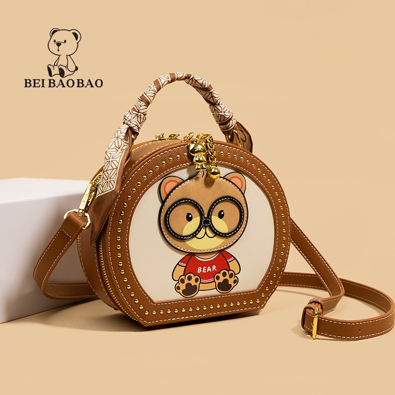 XUMI  Túi quai xách nữ đeo chéo cốp tròn gấu BeiBaoBao S6883