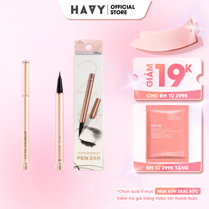 Kẻ Mắt Nước Đen Bóng Lâu Trôi Vacosi 24H Waterproof Pen 2g (Rose Gold)